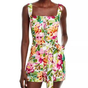 FARM Rio Painted Flowers Sleeveless Romper, XS